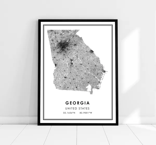 Georgia US Map Print Poster, Travel Wall Art