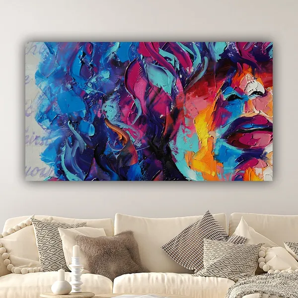 Abstract Woman Looking, Oil Painting Print, Wall Decor