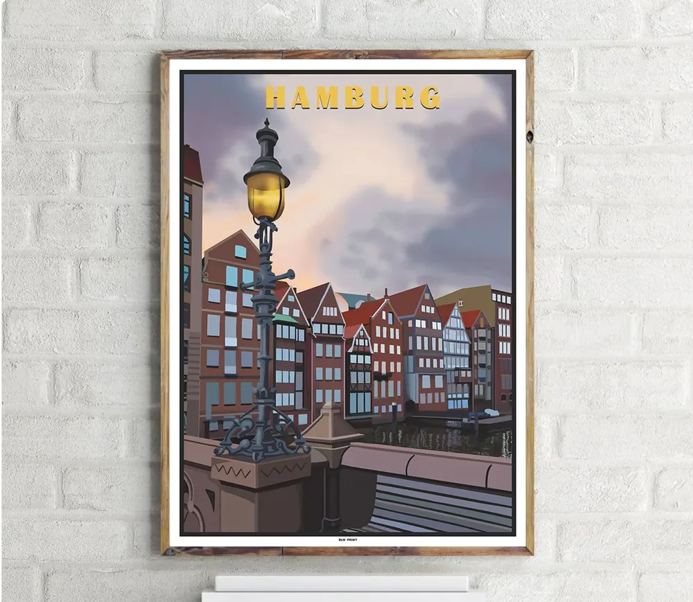 Hamburg Deichstrae 1 Vintage Travel Poster