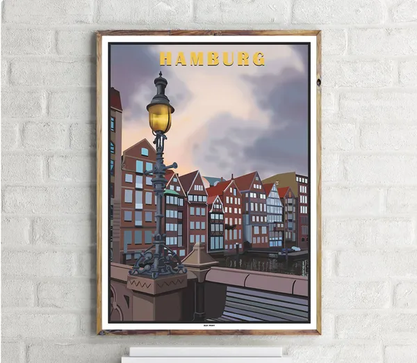 Hamburg Deichstrae 1 Vintage Travel Poster