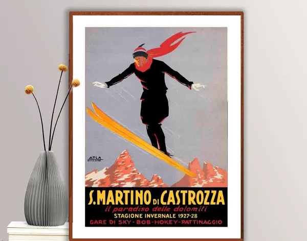 S Martino Di Castrozza Vintage Ski Travel Poster