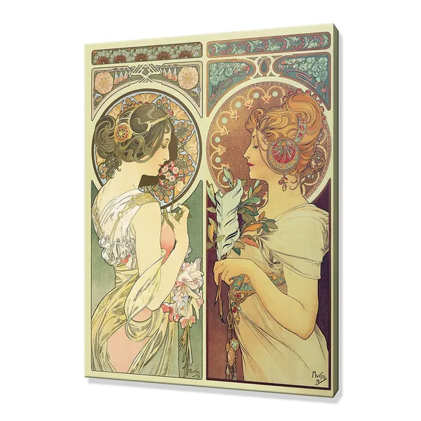 Alphonse Mucha Primrose Feather, Art Nouveau Art Print