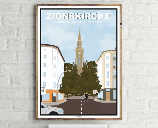 Prenzlauer Berg Zionskirche Vintage Travel Poster
