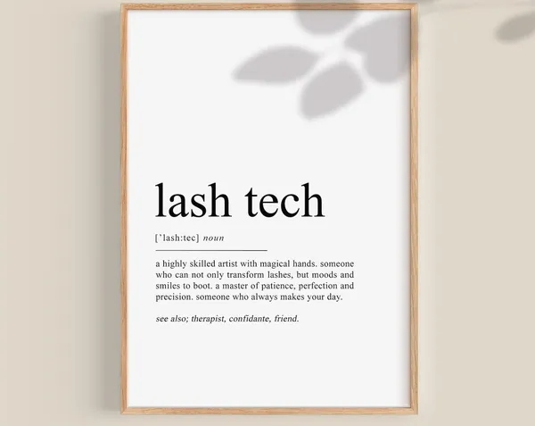 Lash Tech Definition Print, Lash Salon Decor