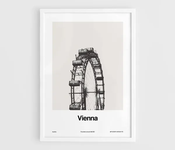 Vienna Ferris Wheel Travel Poster, Minimalist City