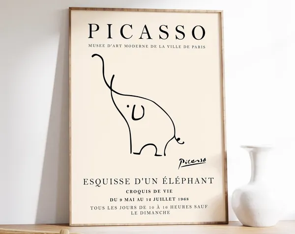 Picasso Elephant Vintage Minimalist Art Print
