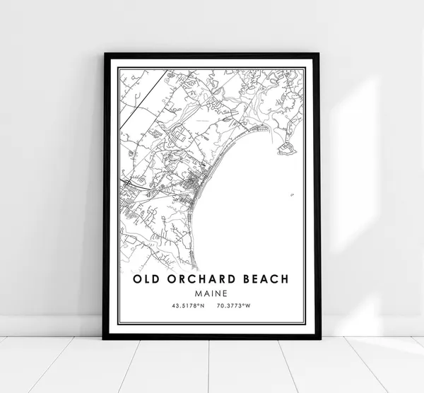 Old Orchard Beach Map Print, Maine Travel Poster