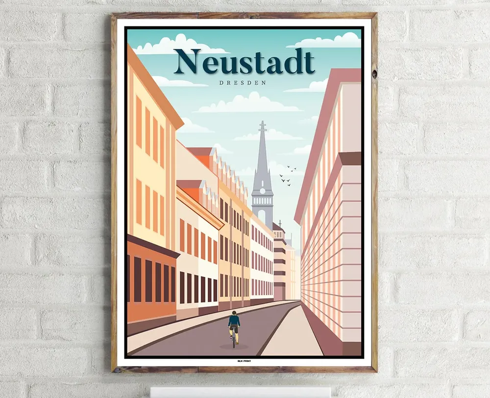 Dresden Neustadt Vintage Travel Poster