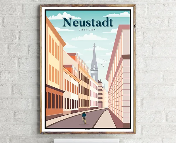 Dresden Neustadt Vintage Travel Poster