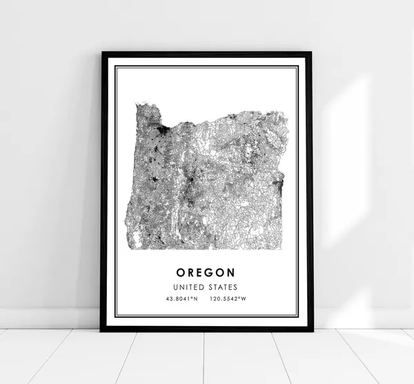 Oregon United States Map Poster Print