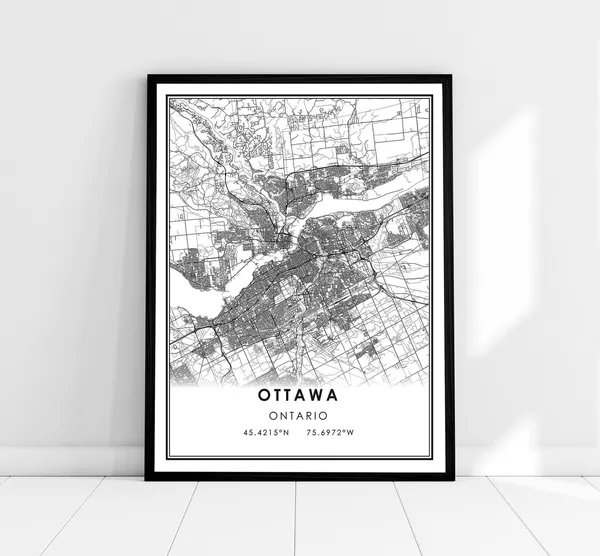 Ottawa Map Print, Ontario City Travel Poster