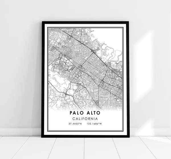 Palo Alto Map Art Print, Travel Poster