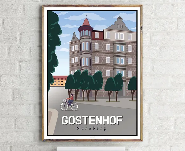 Nurnberg Gostenhof Vintage Travel Poster
