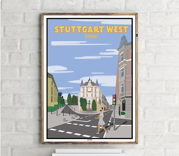 Stuttgartwest Vintage Travel Poster Art Print