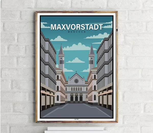 Munich Maxvorstadt Vintage Travel Poster