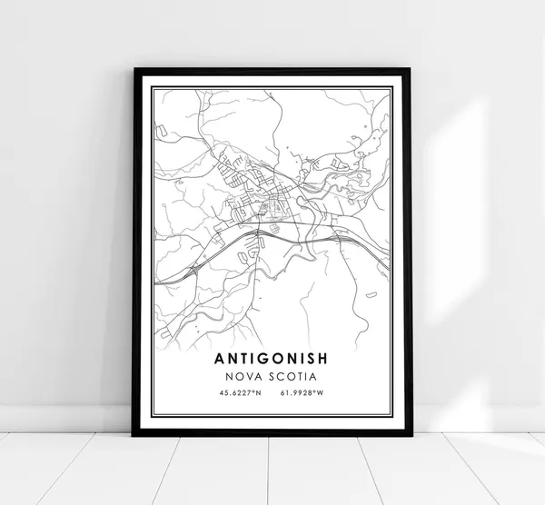 Antigonish Map Poster, Nova Scotia City Travel