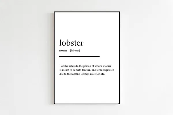 Lobster Definition Valentine Love Poster Print