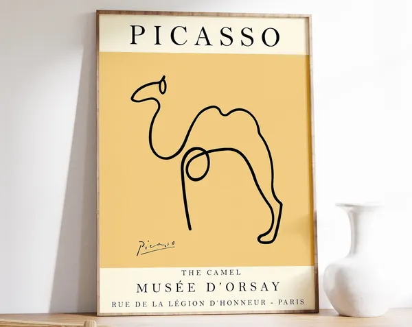 Picasso Exhibition Poster, Vintage Minimalist Line Art