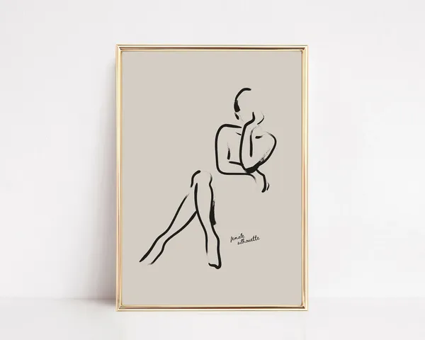 Nude Line Drawing, One Line Art Wall Print