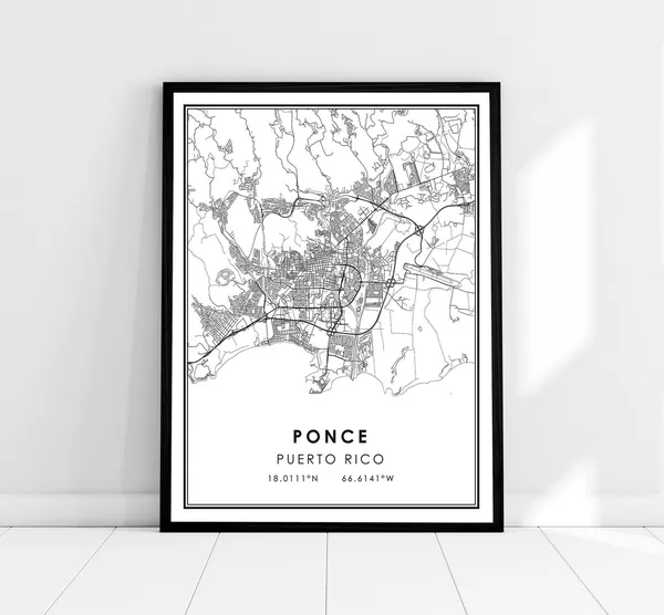 Ponce Map Print Poster, Puerto Rico Travel Map