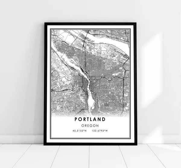 Portland Map Poster, Oregon City Travel Print