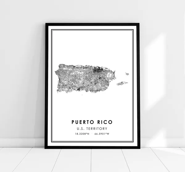 Puerto Rico United States Map Print Poster