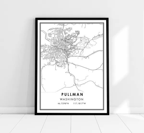 Pullman Map Print Poster, Washington City