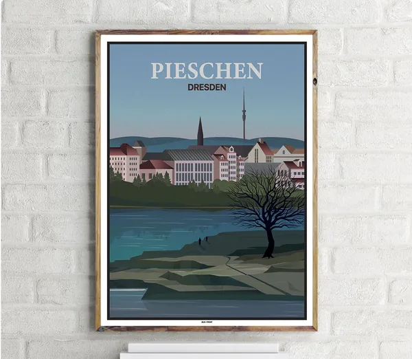 Dresden Pieschen Vintage Travel Poster