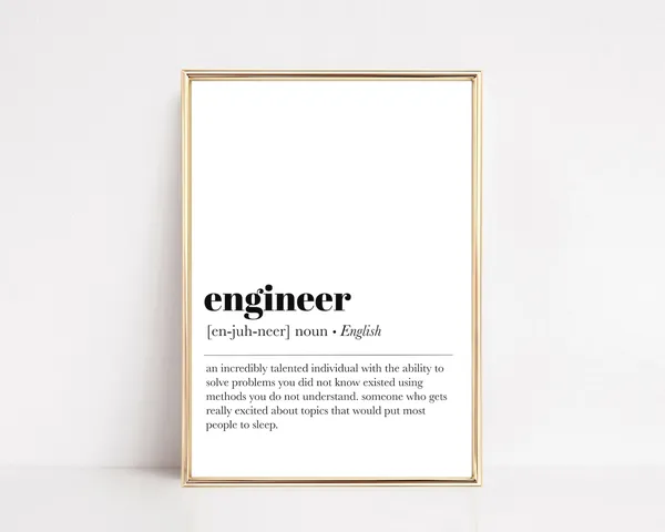 Engineer Definition Print, Office Decor Art Print