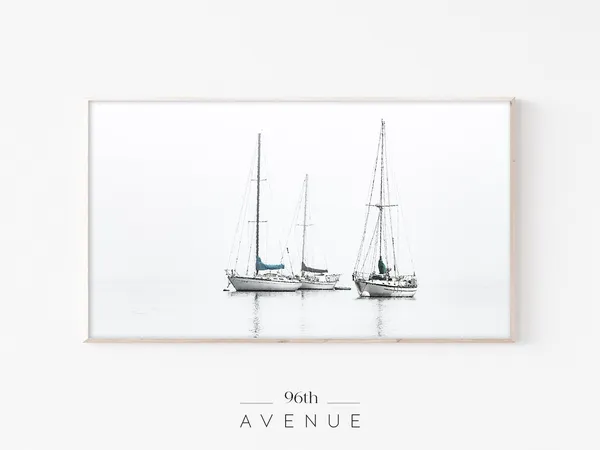 Minimalist Sailboats Coastal TV Art Print