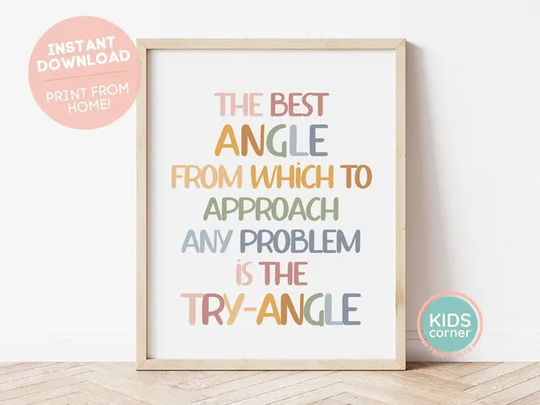 Try Angle Math Humor Classroom Boho Art Print