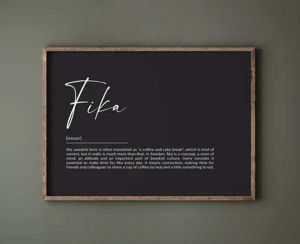 Fika Definition Art Print, Nordic Scandinavian Wall