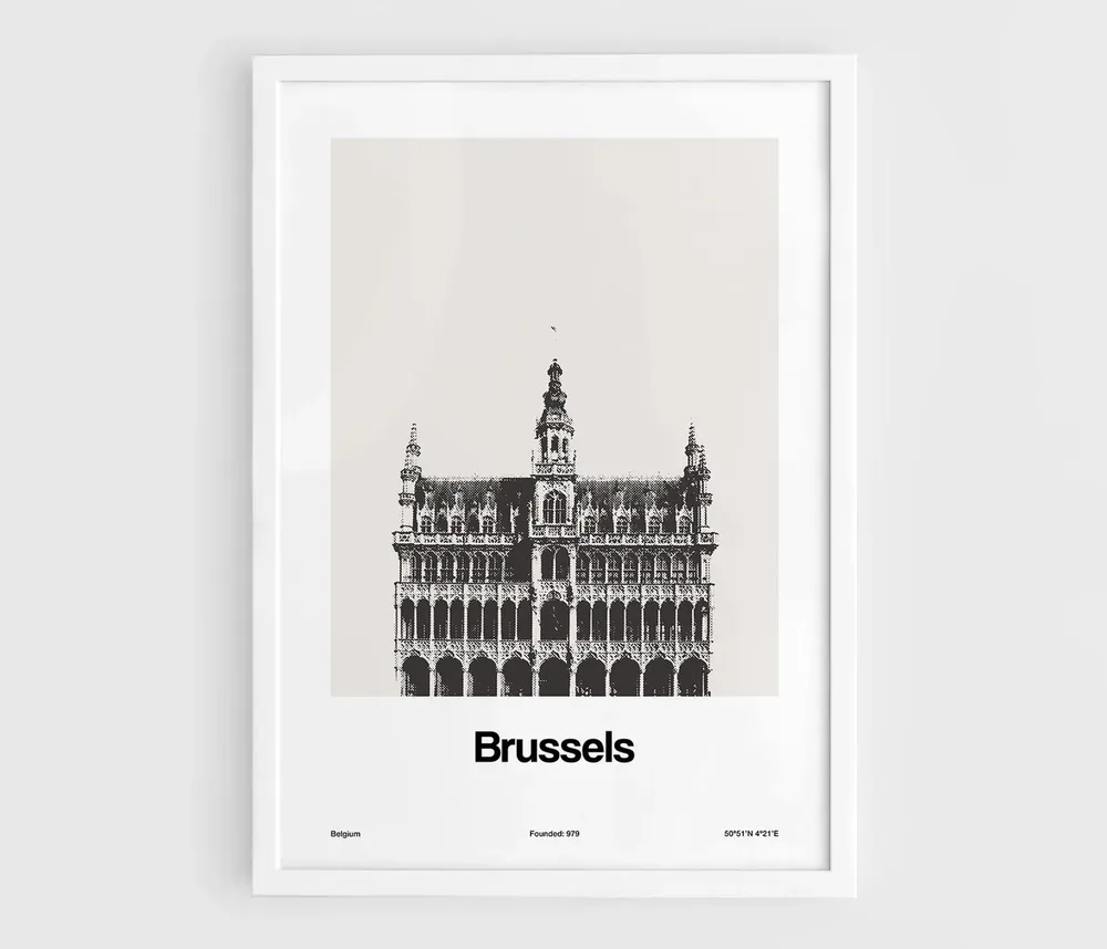 Brussels Travel Poster, Minimalist City Print