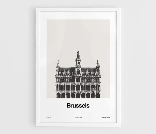 Brussels Travel Poster, Minimalist City Print