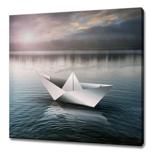 Origami White Paper Sailboat Sea Modern Design Art Print