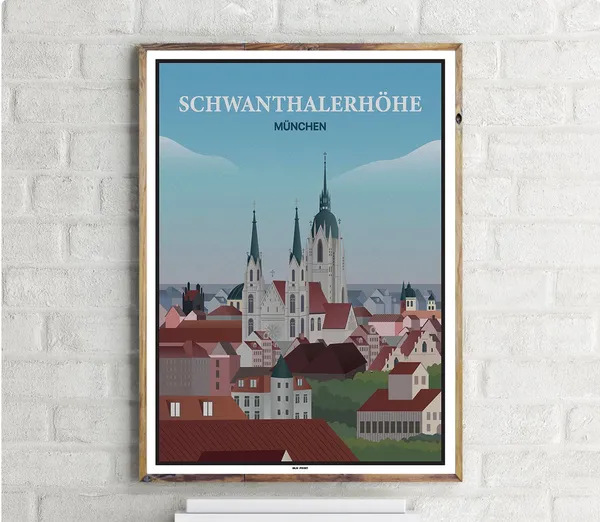 Munchen Schwanthalerhohe Vintage Travel Poster