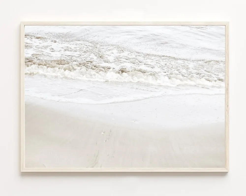 Ocean Waves Neutral Sea Beach Art Print