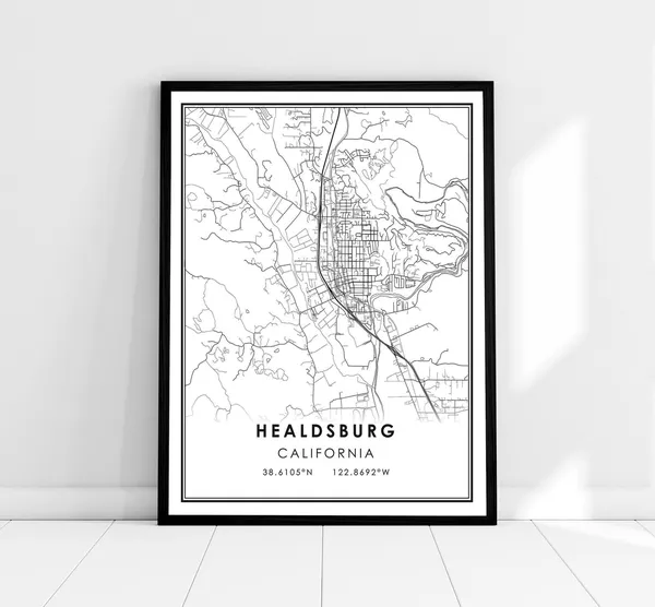 Healdsburg Map Print, Travel Poster