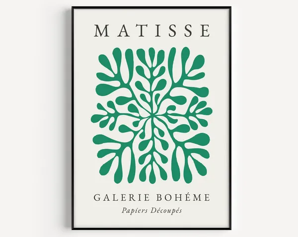 Matisse-Inspired Boho Wall Art, Green Art Print