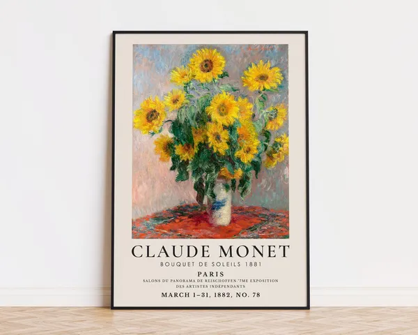 Claude Monet Sunflower Painting Art Print, Exhibition Poster