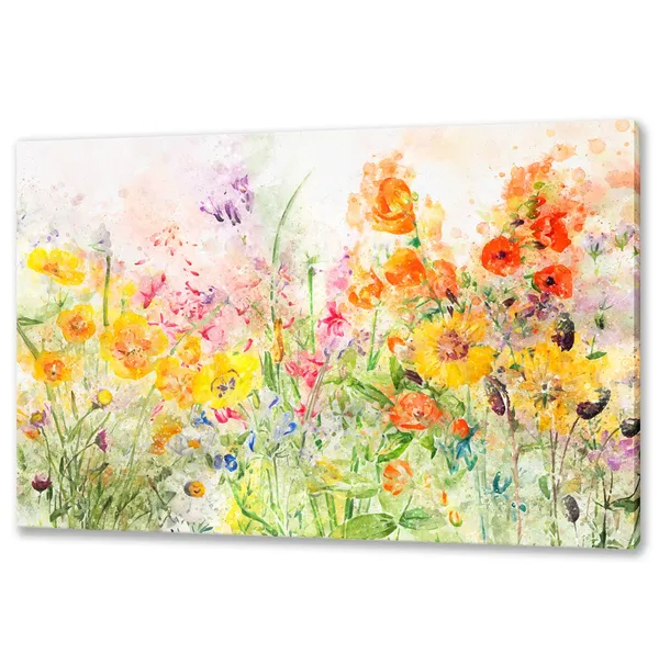 Spring Flowers Field, Watercolor Floral Art Print