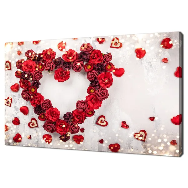 Red Roses Heart Modern Design, Wall Art Print