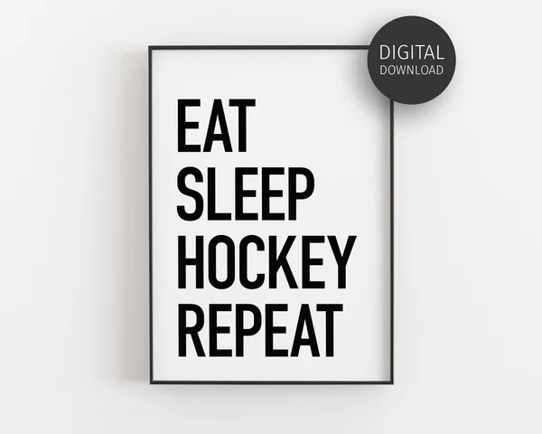 Eat Sleep Hockey Repeat Typography Hockey Art Print