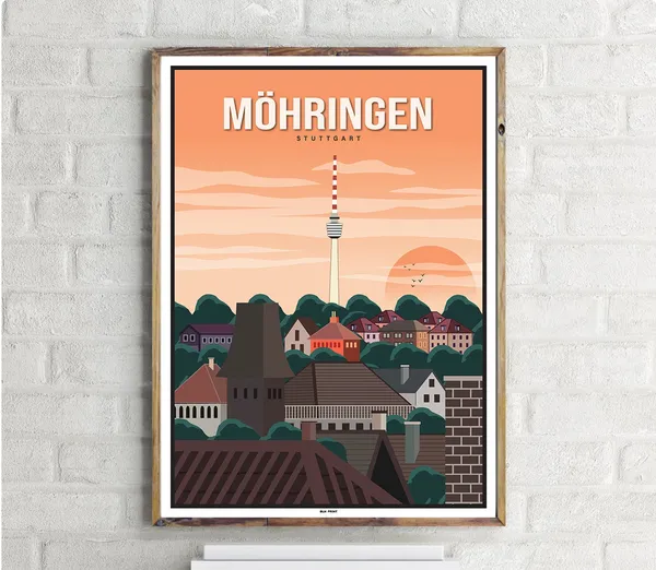 Stuttgartmhringen Vintage Travel Poster