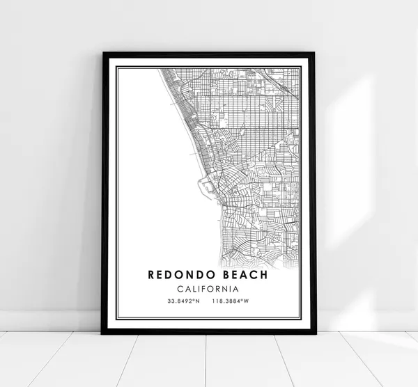 Redondo Beach Map Print, Travel Poster