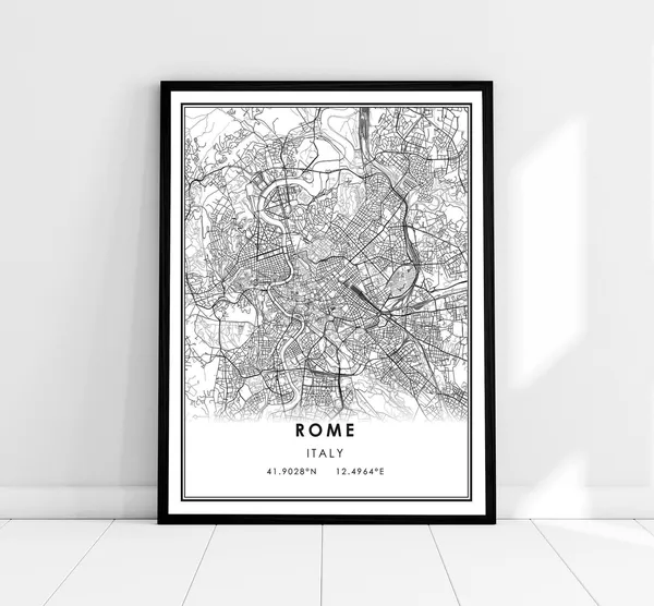 Rome Map Print Poster, Italy City Travel Poster