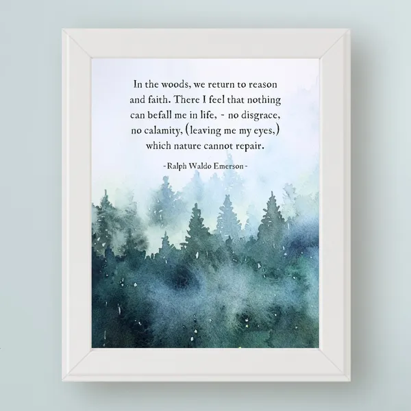 Ralph Waldo Emerson Quote Art Print, Nature Theme