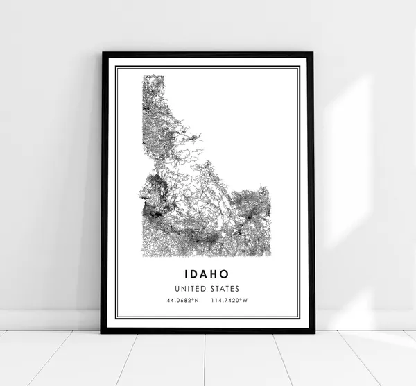 Idaho United States Map Travel Poster