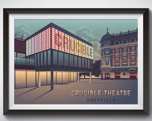 Crucible Theatre Sheffield Vintage Travel Poster