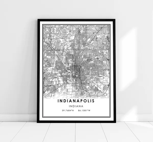 Indianapolis Map Poster, Indiana City Travel Print
